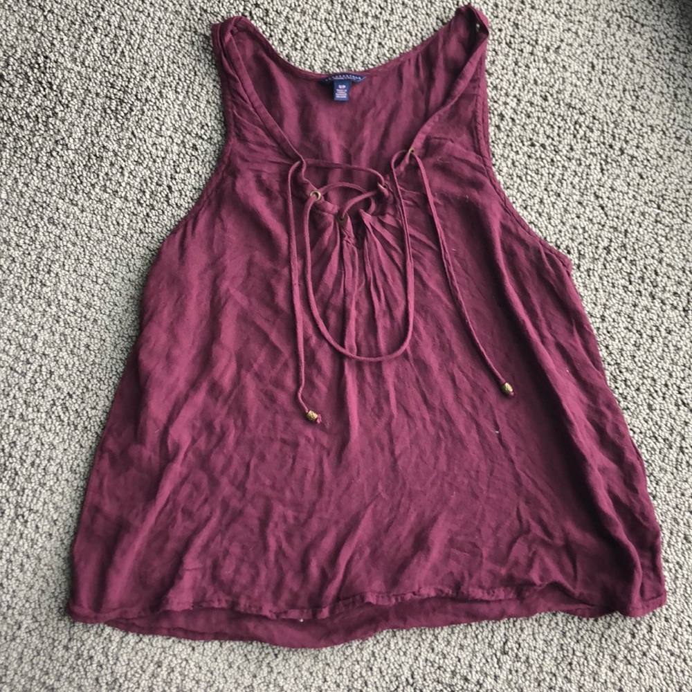 Aeropostale purple tie front tank